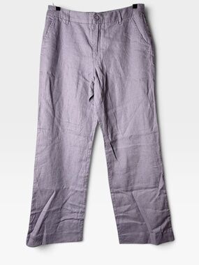 Garnet Hill Women's Classic Linen Trouser Pant Size 6 Lavender Wide Leg (Q)